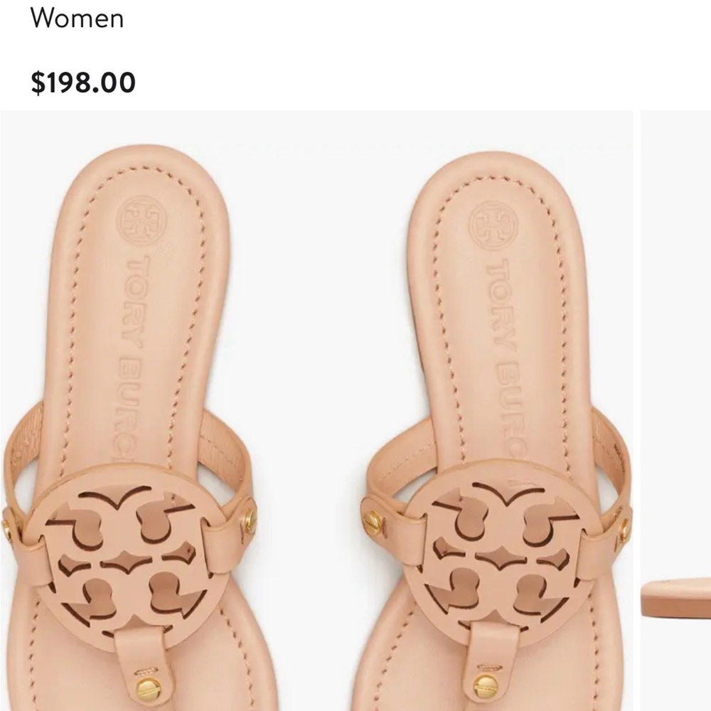 Tory Burch Cream Sandals with Open Toe and Decorative Design